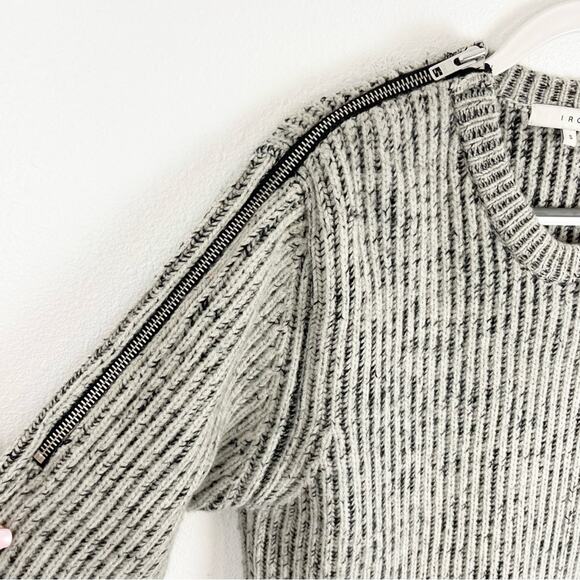 IRO Paris Manouka Women's Gray Sweater Zipper Chunky Knit Ribbed Wool Small - Picture 6 of 9
